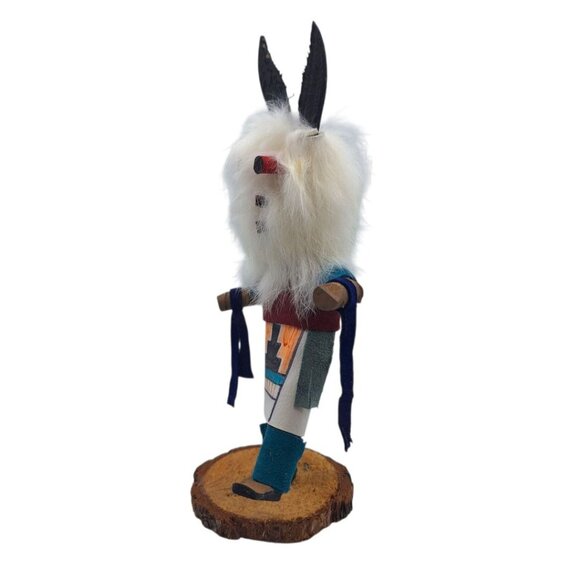 Kachina Handmade Doll Signed 8 Inch Wolf AM Native American Indian Art Wood Fur - Picture 4 of 14